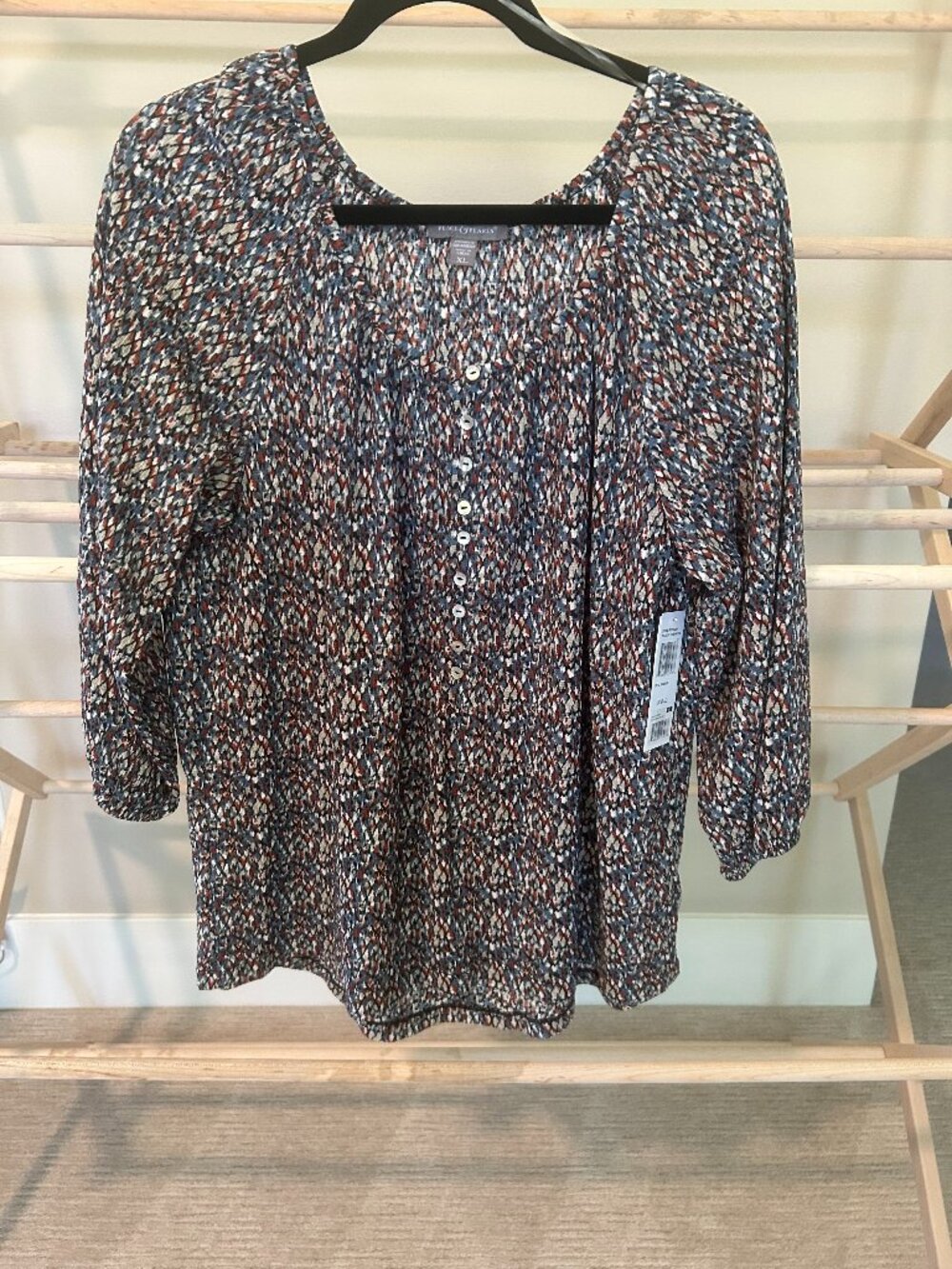 NWT Peace & Pearls Urban Chic Snake Print Henley Blouse XL ($50)